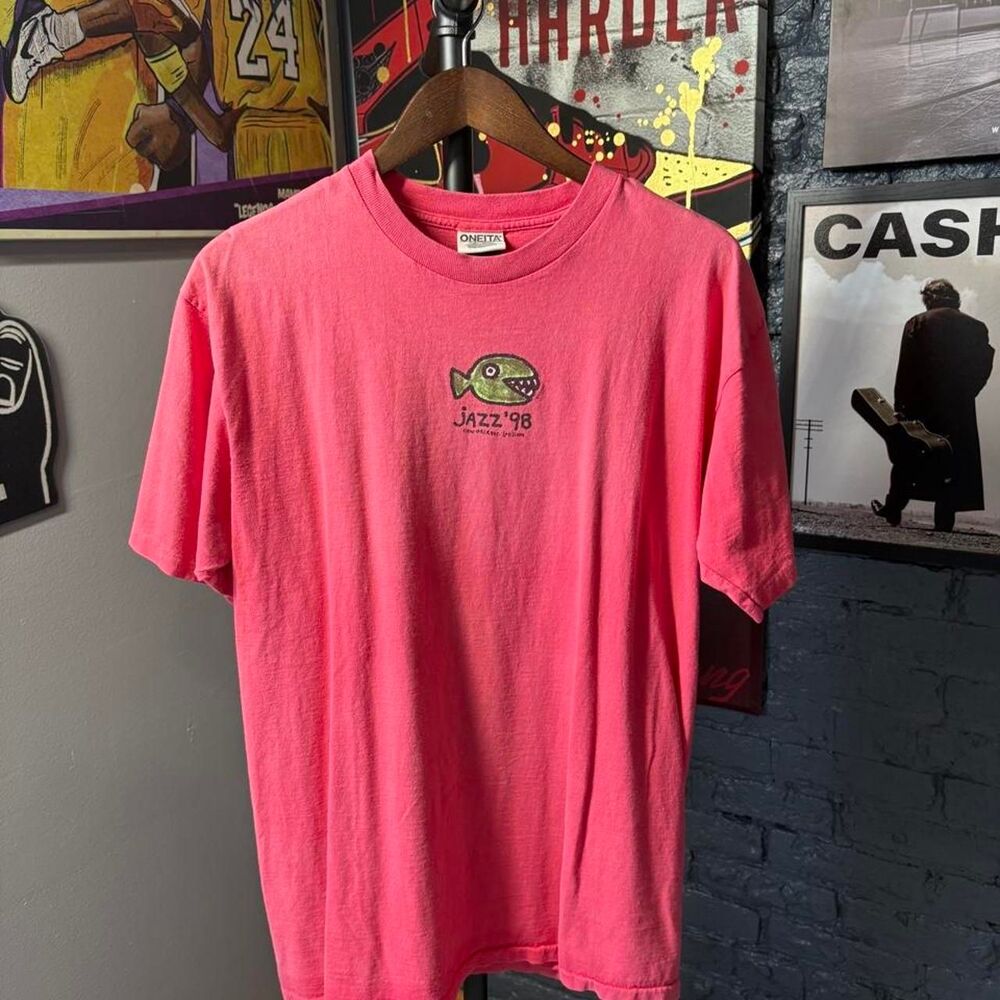 Oneita Men's Pink T-shirt